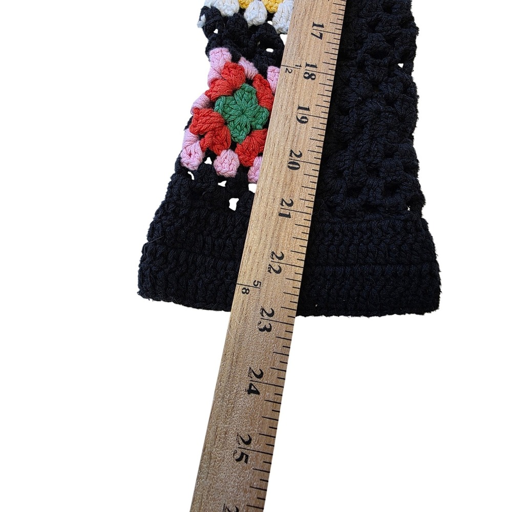 Wild Fable Black Crochet Granny Square Cropped Cardigan Sweater Small Boho - Picture 9 of 9